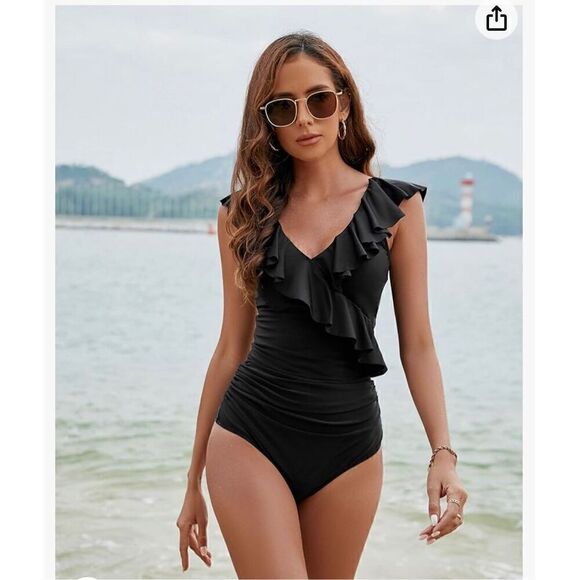 Blooming Jelly Tummy Control Swimsuits Slimming Bathing Suit Ruffle V Neck - Picture 1 of 6